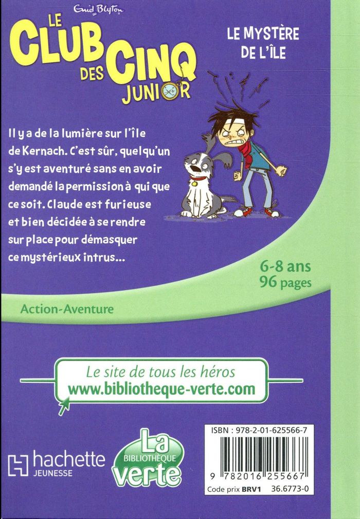 Quatrième de couverture de « LE CLUB DES CINQ JUNIOR, TOME 02 - LE MYSTERE DE L'ILE »