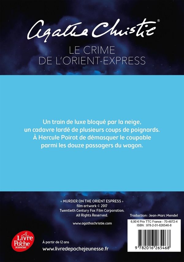 Quatrième de couverture de « LE CRIME DE L'ORIENT-EXPRESS - AFFICHE DU FILM EN COUVERTURE »