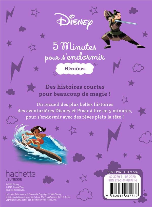 Quatrième de couverture de « DISNEY - 5 MINUTES POUR S'ENDORMIR - HEROINES »