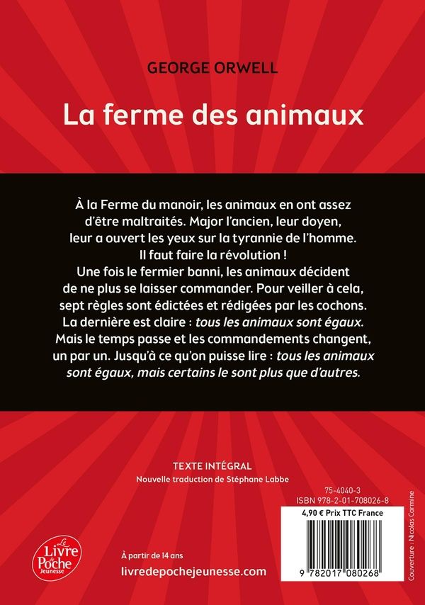 Quatrième de couverture de « La ferme des animaux »
