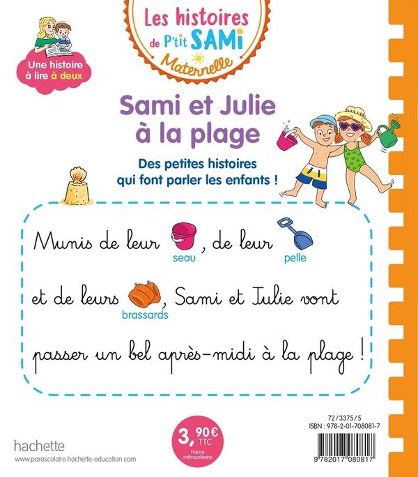 Quatrième de couverture de « Sami et Julie à la plage »