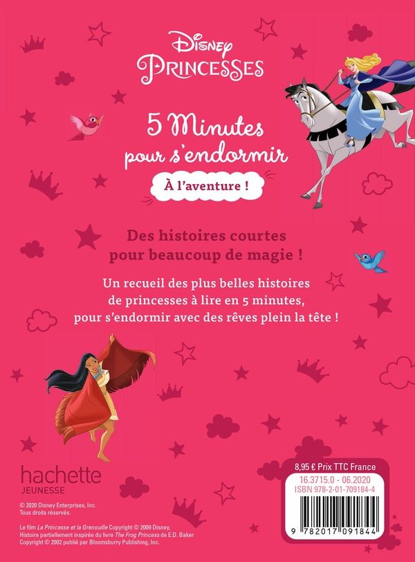 Quatrième de couverture de « DISNEY PRINCESSES - 5 MINUTES POUR S'ENDORMIR - A L'AVENTURE ! »