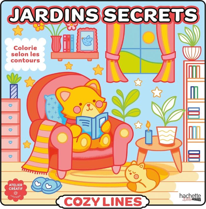 Couverture : COZY LINES - JARDINS SECRETS - COLORIE LES ZONES SELON LA COULEUR DU CONTOUR !