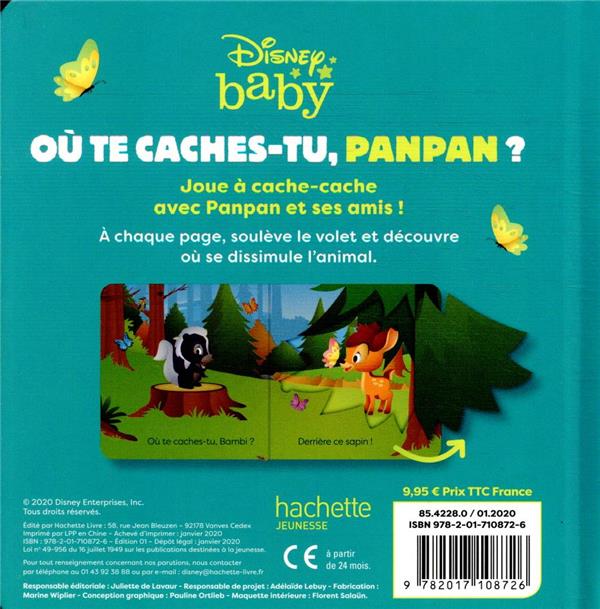 Quatrième de couverture de « DISNEY BABY - OU TE CACHES-TU, PANPAN ? - AVEC DES VOLETS A SOULEVER »