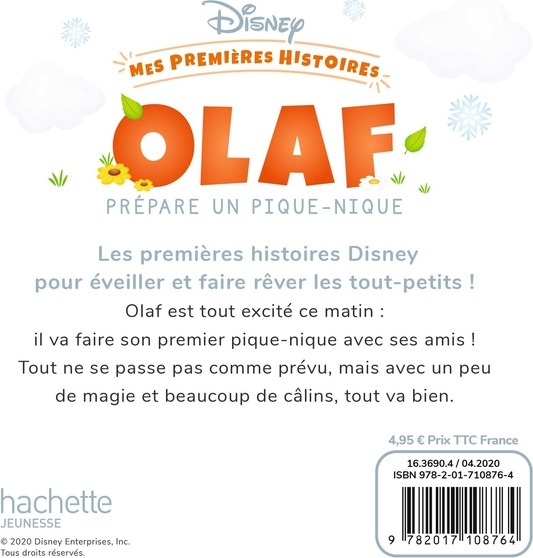 Quatrième de couverture de « DISNEY - MES PREMIERES HISTOIRES - OLAF PREPARE UN PIQUE-NIQUE »