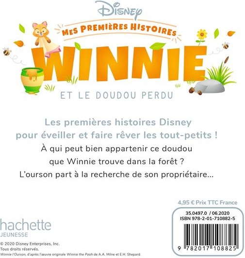 Quatrième de couverture de « DISNEY - MES PREMIERES HISTOIRES - WINNIE ET LE DOUDOU PERDU »