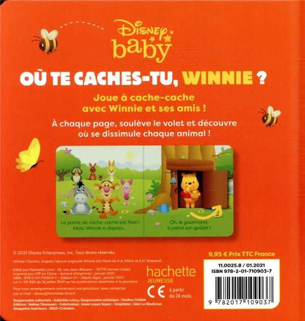 Quatrième de couverture de « DISNEY BABY - OU TE CACHES-TU, WINNIE ?- AVEC DES VOLETS A SOULEVER »