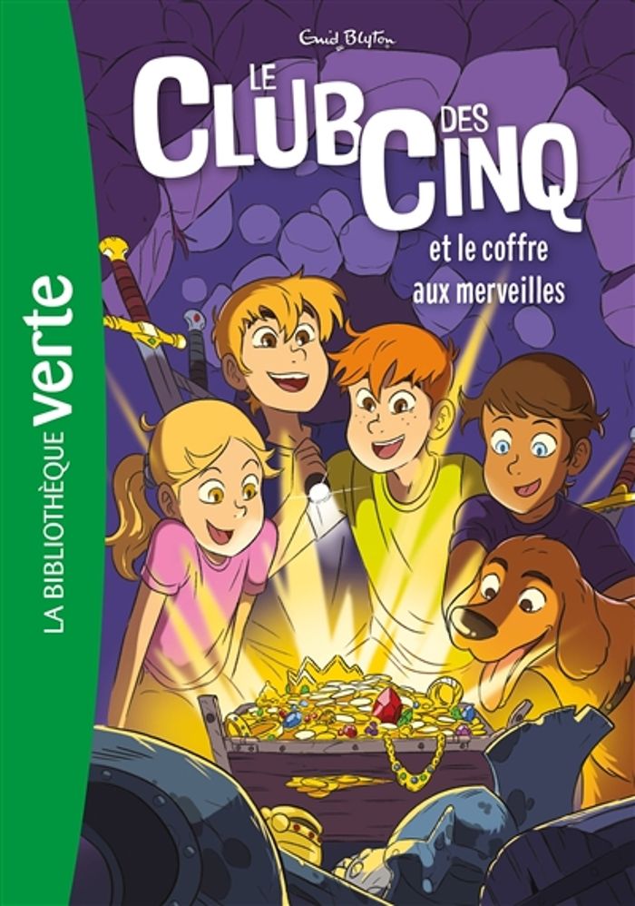 Couverture du livre « Le club des Cinq et le coffre aux merveilles » de Enid Blyton, librairie Les Contes Infusés à Corte