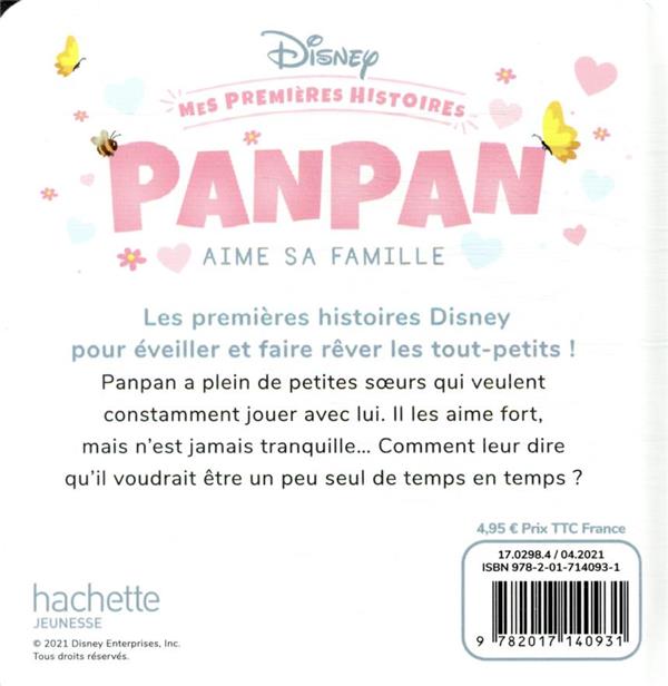 Quatrième de couverture de « DISNEY - MES PREMIERES HISTOIRES - PANPAN AIME SA FAMILLE »
