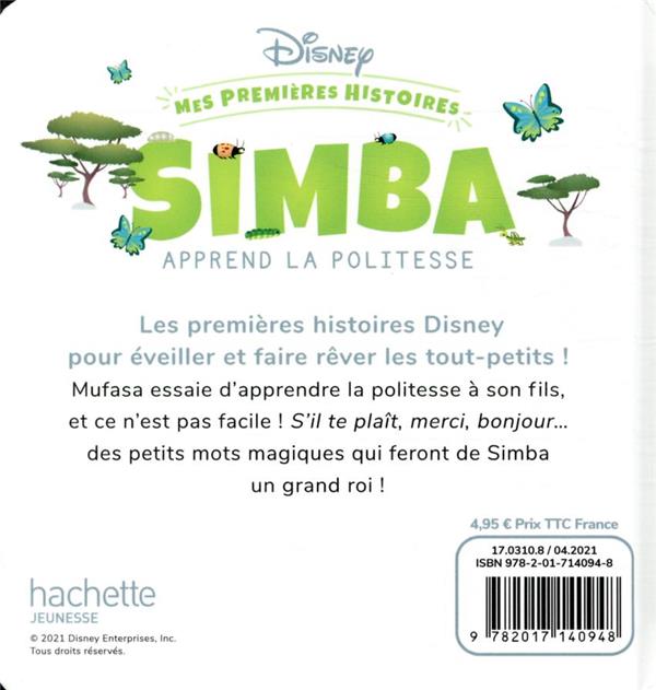 Quatrième de couverture de « DISNEY - MES PREMIERES HISTOIRES - SIMBA APPREND LA POLITESSE »