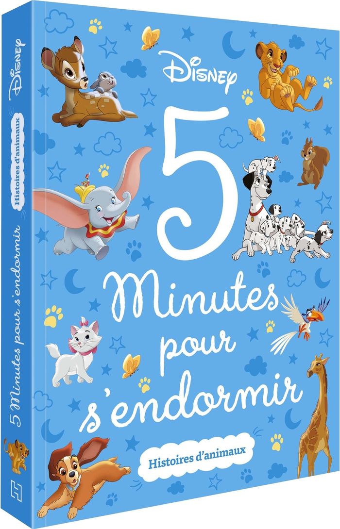 Couverture du livre « DISNEY CLASSIQUES - 5 MINUTES POUR S'ENDORMIR - HISTOIRES D'ANIMAUX », librairie Les Contes Infusés à Corte