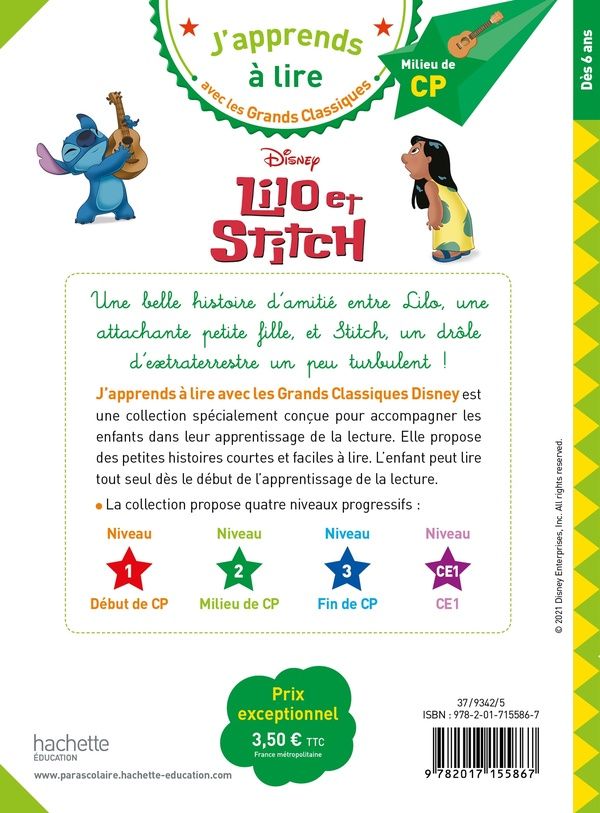 Quatrième de couverture de « DISNEY - LILO ET STITCH, CP NIVEAU 2 »