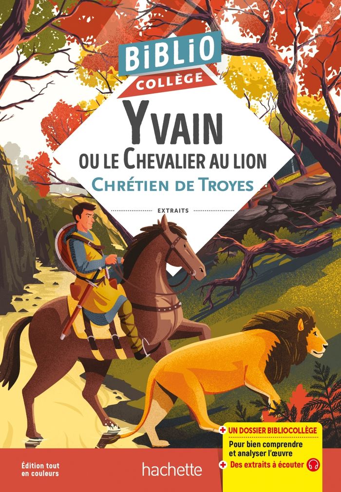 Couverture du livre « Yvain ou Le chevalier au lion : extraits » de Chrétien de Troyes, librairie Les Contes Infusés à Corte