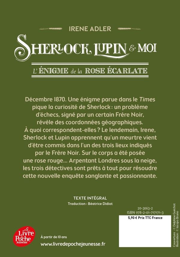 Quatrième de couverture de « SHERLOCK, LUPIN ET MOI - TOME 3 - L'ENIGME DE LA ROSE ECARLATE »