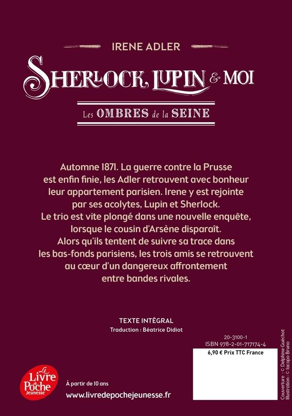 Quatrième de couverture de « SHERLOCK, LUPIN ET MOI - TOME 6 - LES OMBRES DE LA SEINE »