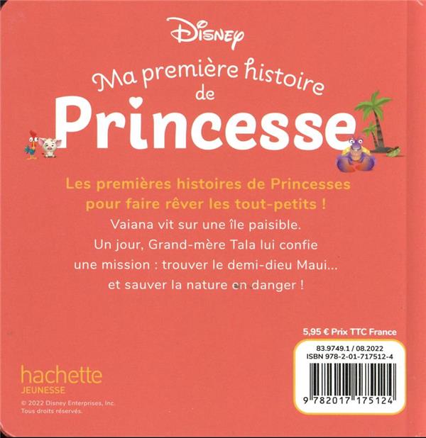 Quatrième de couverture de « DISNEY BABY - MA PREMIERE HISTOIRE DE VAIANA, L'HISTOIRE DU FILM »
