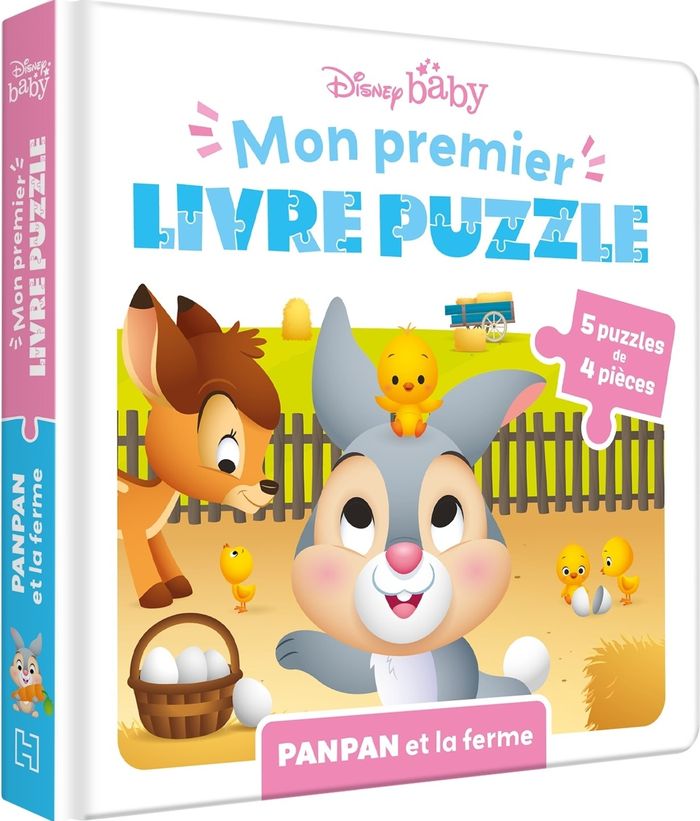 Couverture du livre « DISNEY BABY - MON PREMIER LIVRE PUZZLE - 5 PUZZLES 4 PIECES - PANPAN ET LA FERME », librairie Les Contes Infusés à Corte