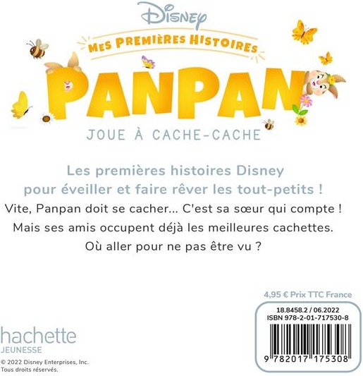 Quatrième de couverture de « DISNEY BABY - MES PREMIERES HISTOIRES - PANPAN JOUE A CACHE-CACHE »