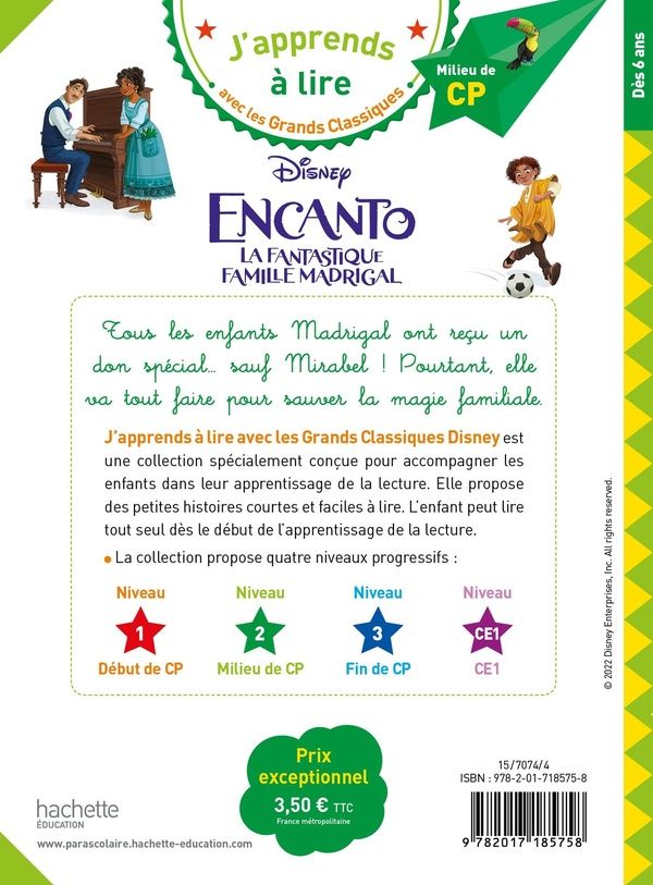 Quatrième de couverture de « DISNEY - ENCANTO, CP NIVEAU 2 »
