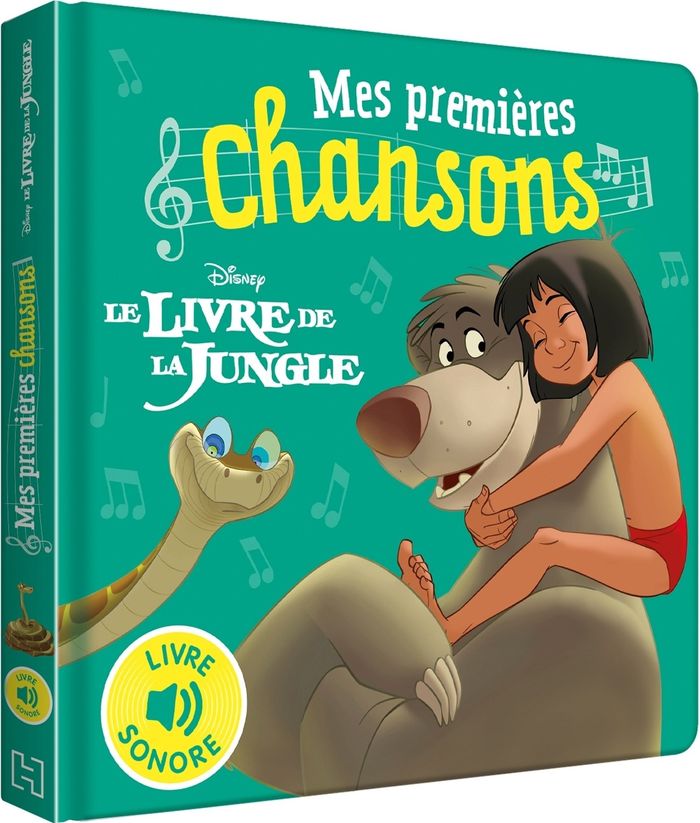Couverture du livre « LE LIVRE DE LA JUNGLE - MES PREMIERES CHANSONS - LIVRE SONORE - DISNEY » de Xxx, librairie Les Contes Infusés à Corte