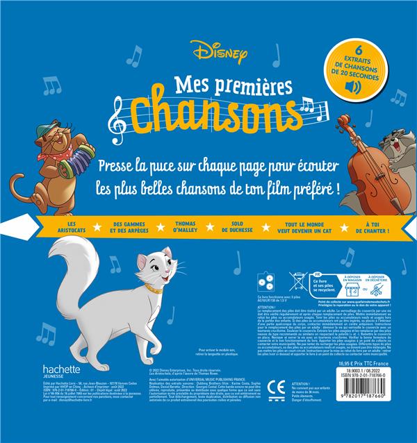Quatrième de couverture de « LES ARISTOCHATS - MES PREMIERES CHANSONS - LIVRE SONORE - DISNEY »