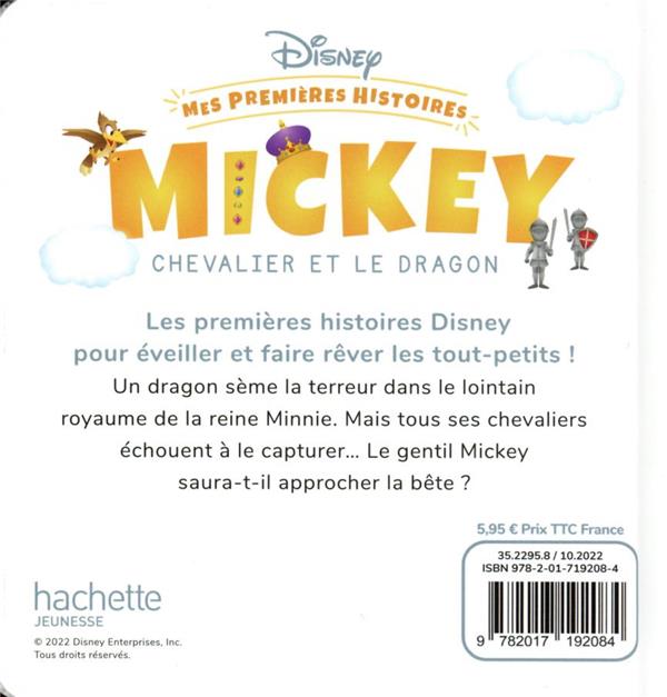 Quatrième de couverture de « DISNEY - MES PREMIERES HISTOIRES - MICKEY CHEVALIER ET LE DRAGON »