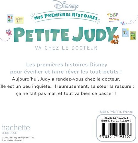 Quatrième de couverture de « DISNEY - MES PREMIERES HISTOIRES - PETITE JUDY VA CHEZ LE DOCTEUR »