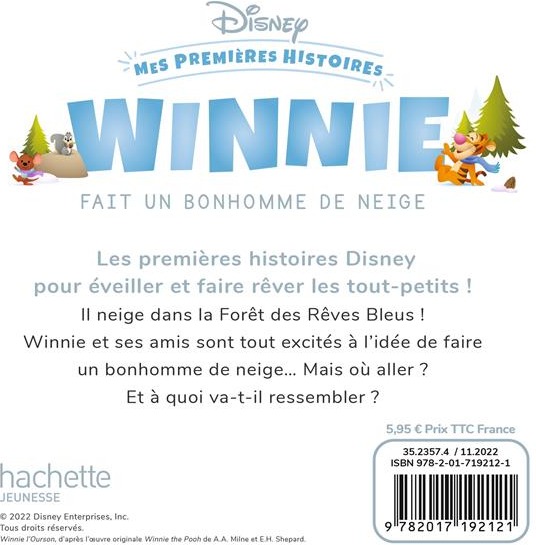 Quatrième de couverture de « DISNEY - MES PREMIERES HISTOIRES - WINNIE FAIT UN BONHOMME DE NEIGE »