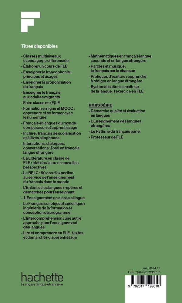 Quatrième de couverture de « Enseigner le français aux publics adolescents »