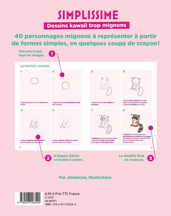 Quatrième de couverture de « Dessins kawaii trop mignons : 40 pas-à-pas »