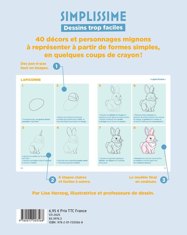 Quatrième de couverture de « Dessins trop faciles : 40 pas-à-pas »