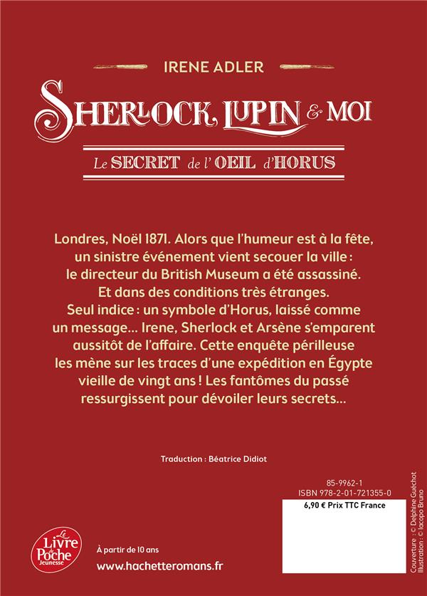 Quatrième de couverture de « SHERLOCK, LUPIN ET MOI - TOME 8 - LE SECRET DE L'OEIL D'HORUS »