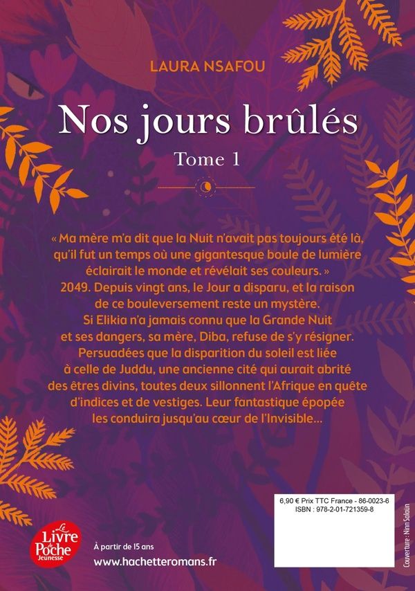 Quatrième de couverture de « Nos jours brûlés »