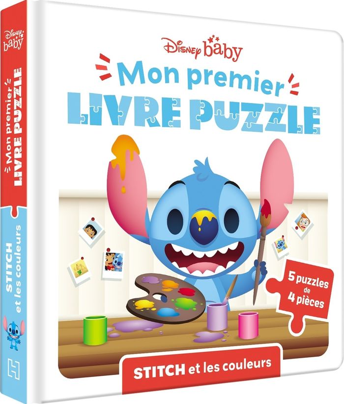 Couverture du livre « DISNEY BABY - MON PREMIER LIVRE PUZZLE - 4 PIECES - STITCH ET LES COULEURS », librairie Les Contes Infusés à Corte