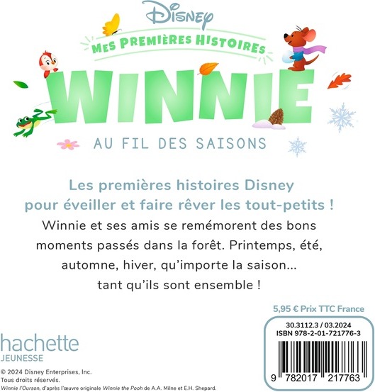 Quatrième de couverture de « DISNEY - MES PREMIERES HISTOIRES - WINNIE AU FIL DES SAISONS »