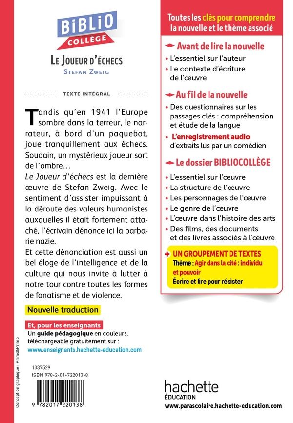 Quatrième de couverture de « Le joueur d'échecs : texte intégral »