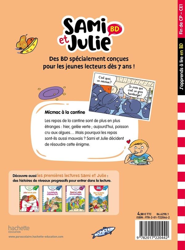Quatrième de couverture de « Sami et Julie BD : micmac à la cantine »