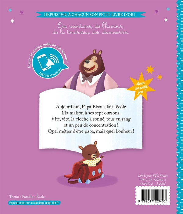 Quatrième de couverture de « Papa Bisous fait l'école »