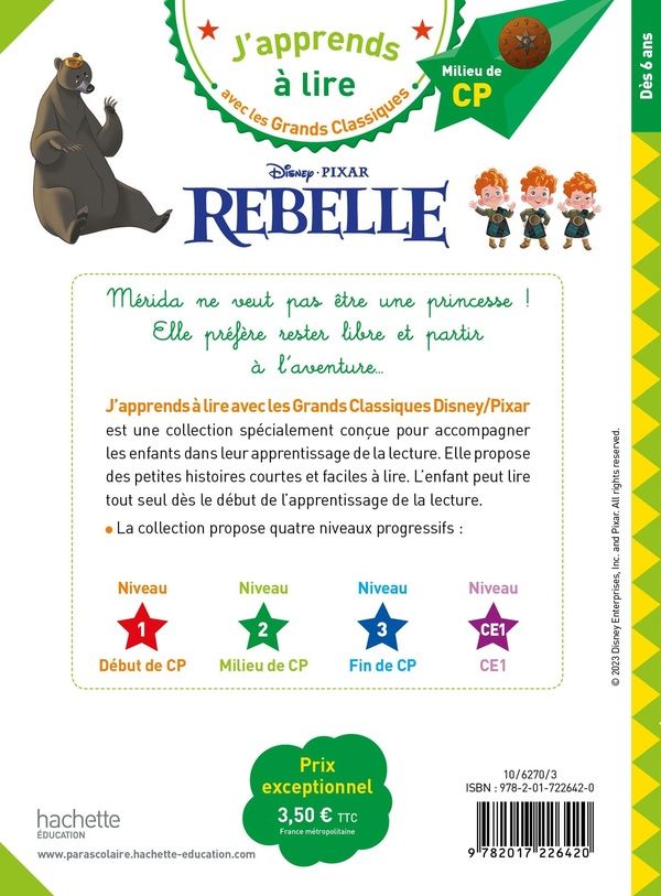 Quatrième de couverture de « DISNEY - REBELLE, CP NIVEAU 2 »