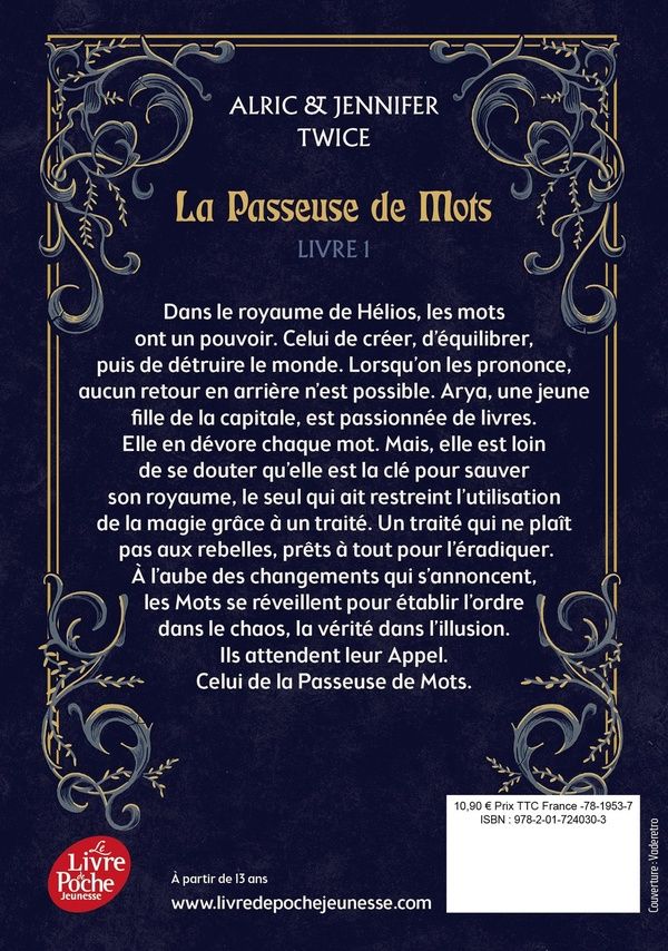 Quatrième de couverture de « LA PASSEUSE DE MOTS - TOME 1 »