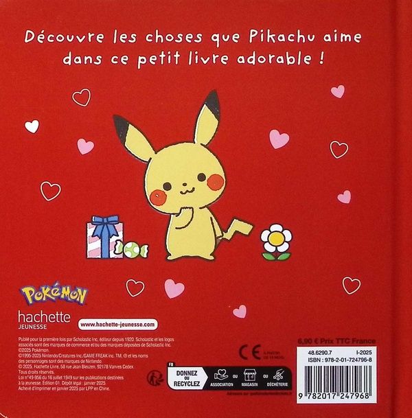 Quatrième de couverture de « Pikachu aime »