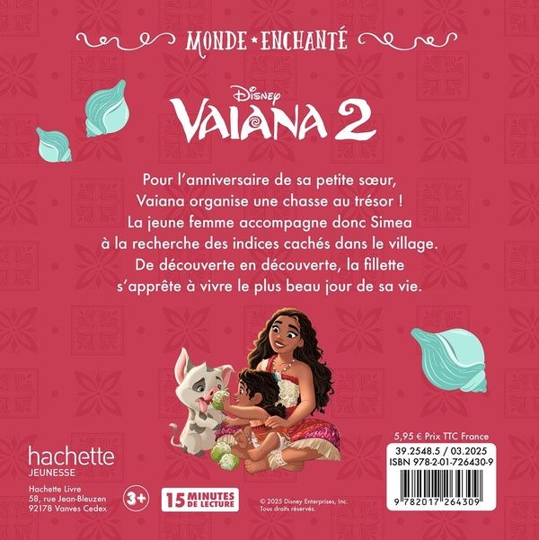 Quatrième de couverture de « Vaiana 2 : la chasse au trésor »