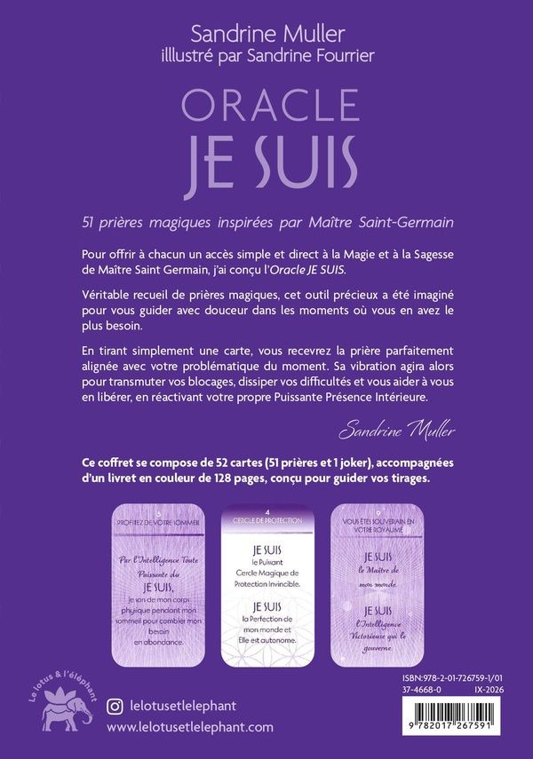 Quatrième de couverture de « L'ORACLE JE SUIS - 51 PRIERES MAGIQUES INSPIREES PAR MAITRE SAINT-GERMAIN »
