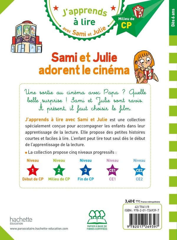 Quatrième de couverture de « Sami et Julie adorent le cinéma »