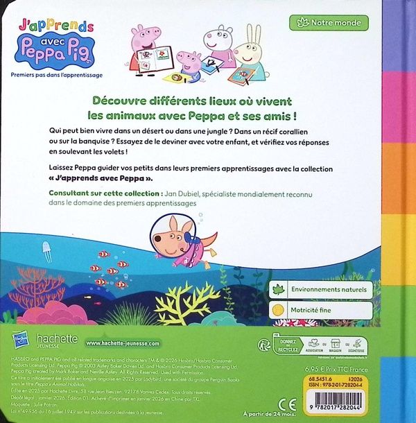 Quatrième de couverture de « J'apprends avec Peppa : Où vivent les animaux »