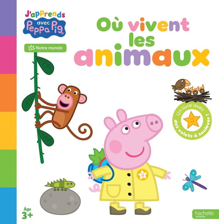 Couverture du livre « J'apprends avec Peppa : Où vivent les animaux » de Hasbro, librairie Les Contes Infusés à Corte