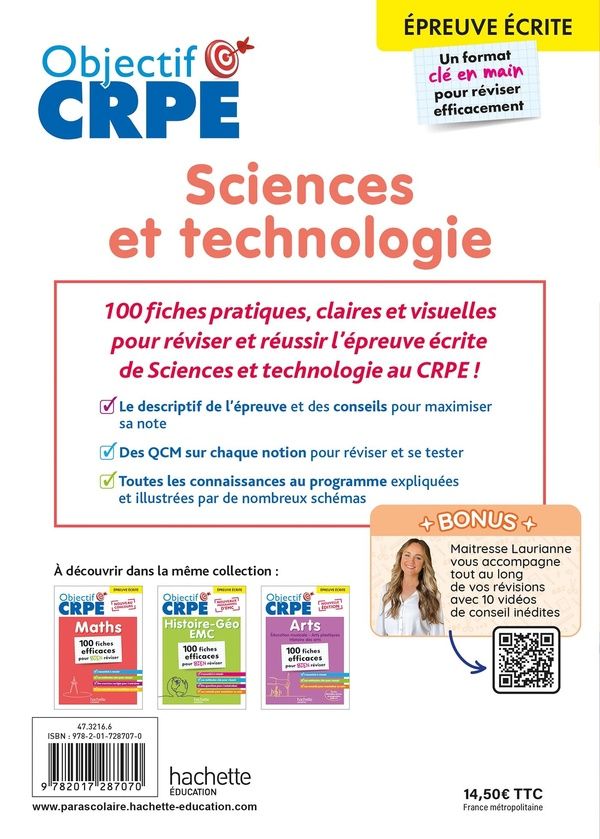 Quatrième de couverture de « Sciences et technologie : 100 fiches efficaces pour bien réviser »