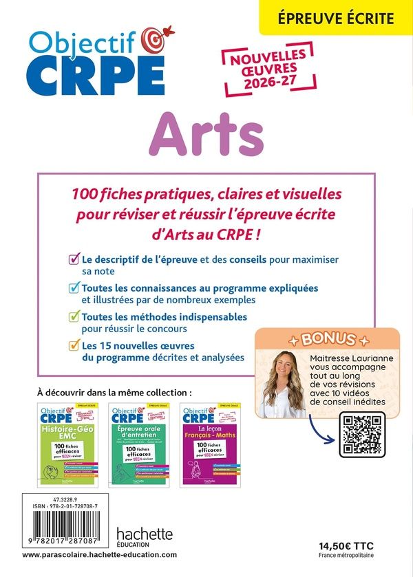 Quatrième de couverture de « Arts : 100 fiches efficaces pour bien réviser »