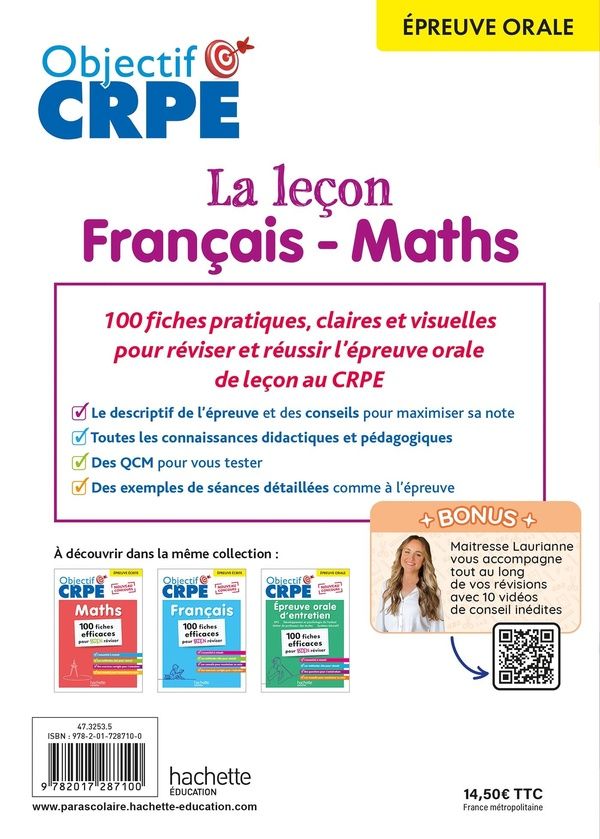 Quatrième de couverture de « La leçon français, maths : 100 fiches efficaces pour bien réviser »