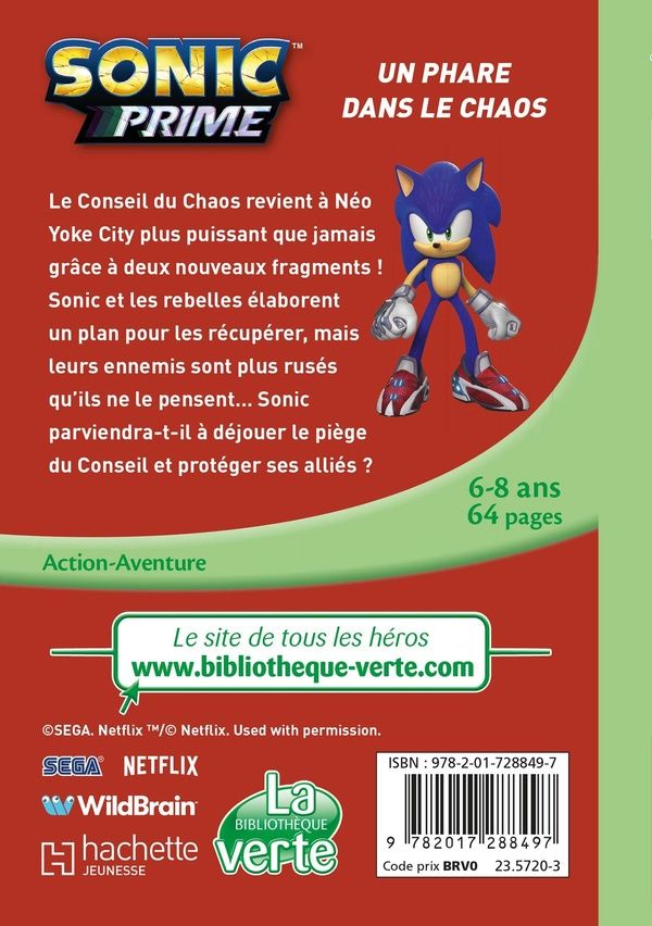 Quatrième de couverture de « Sonic Prime : Un phare dans le Chaos »